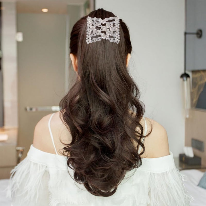 Lovef Easy Comb Easy Magic Hair Comb Stretchy Beaded Hair Comb in Assorted Color Beads with Pearl for Women (White) - Image 3